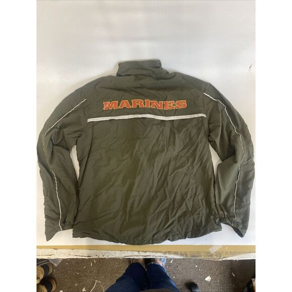Mens New Balance Marines Green Jacket Full Zip Medium Nylon Reflective USA Made - Picture 2 of 13